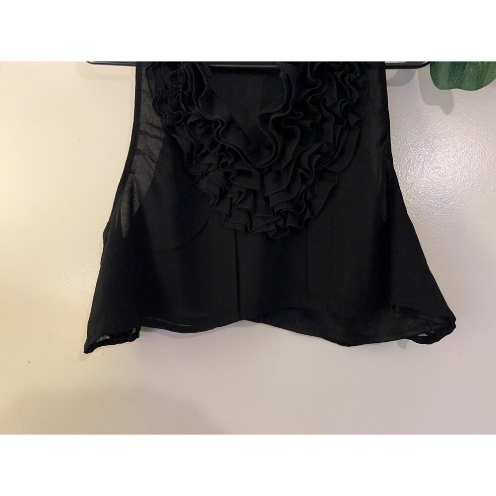 Ruffle Lightweight Blouse~ Women’s~ Chiffon Tank Top Coquette Y2K Size L - Picture 2 of 12